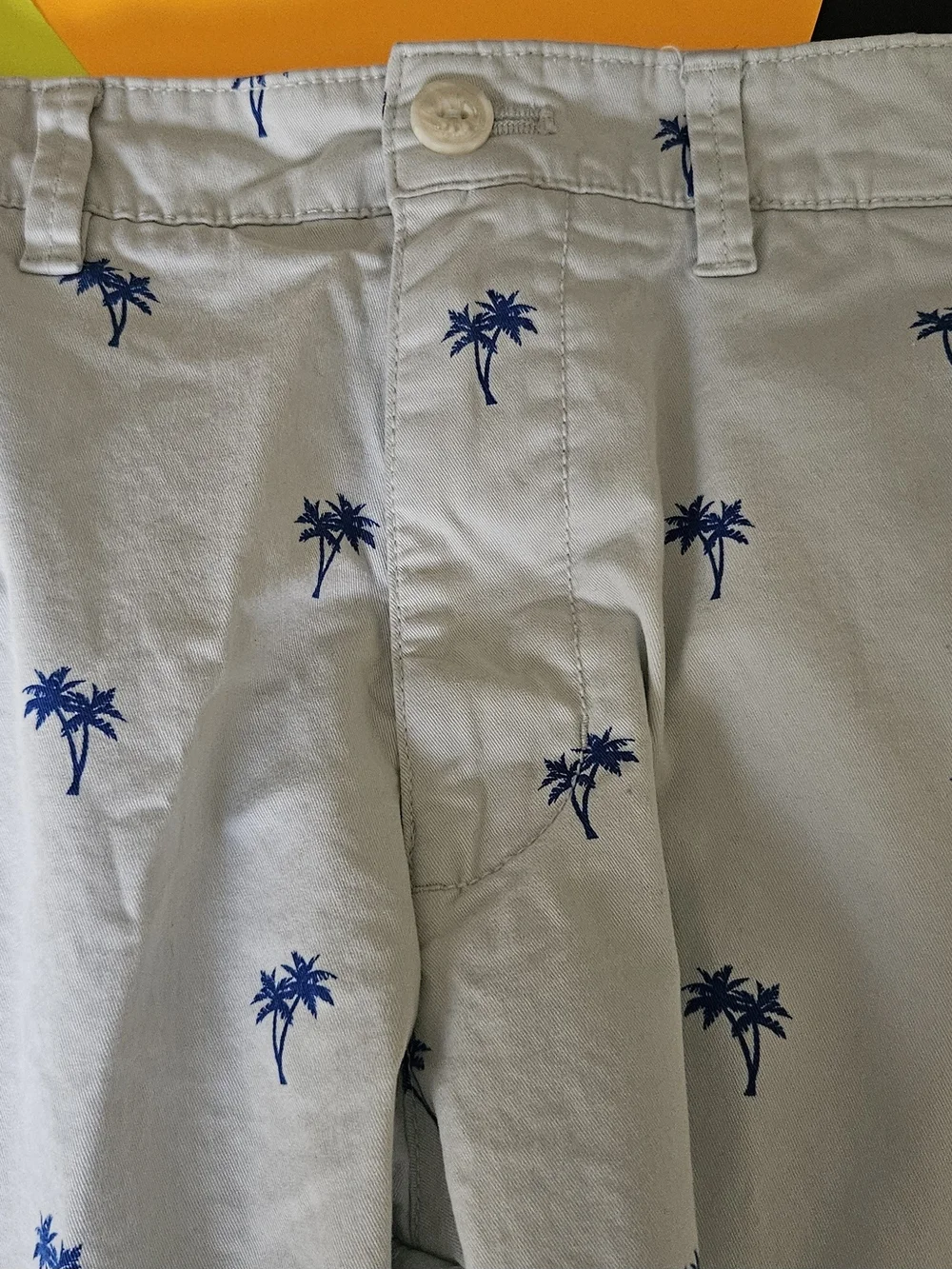 Men's Light Blue Palm Tree-Print Cotton Shorts Sz 30 Inseam 8